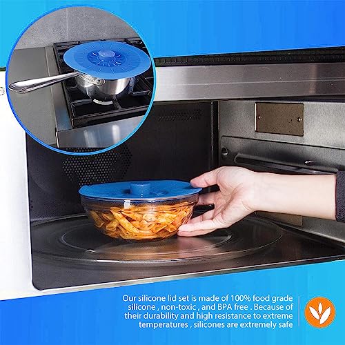 HASTHIP® 10Pcs Silicone Lids for Bowls 5 Sizes Reusable Microwave Safe, Food Grade Silicone Lid Cover Durable Heat Resistant Silicon Lids for Bowls, Pots, Pans, Dishes, Cans - Blue HASTHIP® 10Pcs Silicone Lids for Bowls 5 Sizes Reusable Microwave Safe, Food Grade Silicone Lid Cover Durable Heat Resistant Silicon Lids for Bowls, Pots, Pans, Dishes, Cans - Blue